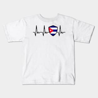 Cuba Heartbeat Proud Cuban Flag Kids T-Shirt